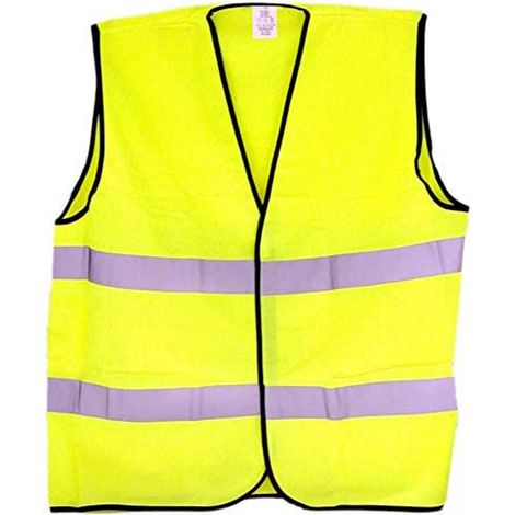 Gilet Catarifrangente Alta visibilità Riflettente Giallo Fluo con 2 Fasce Riflettenti Sicurezza Emergenza Stradale Auto M