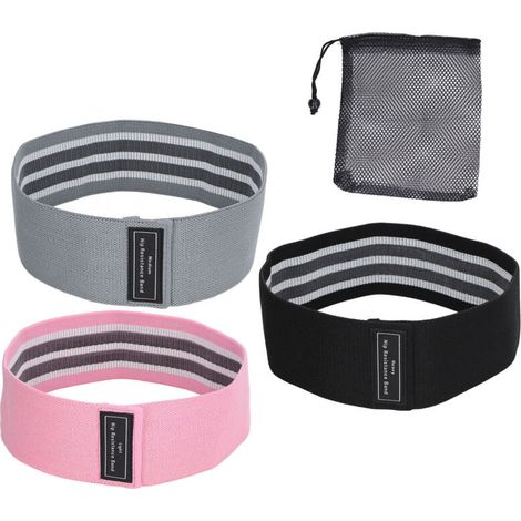 3 Bandes Élastiques de Résistance Fitness pour Squats et Fessiers - Renforcement Musculaire des Jambes et Hanches - Couleurs Rose, Gris, Noir