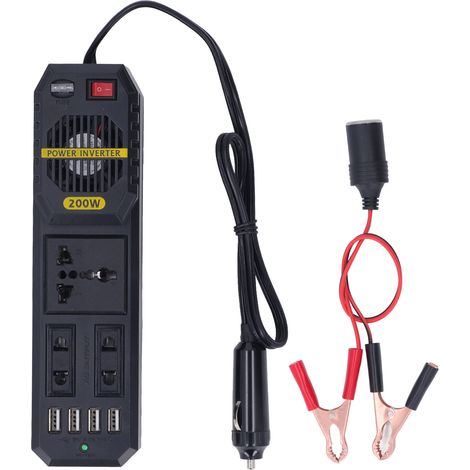 Onduleur de puissance de voiture 200W 12V à 220V PWM, convertisseur adaptateur d'onde sinusoïdale modifiée avec Ports USB 4,1a