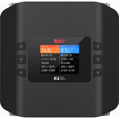 K4 Lipo Batterie Balance Chargeur Déchargeur AC 400W / DC 600Wx2 Dual Canal pour modèles RC Life/ Lilon/ LiPo 1-8S/ LiHv/ Pb/ NiMH Écran LCD numérique Contrôle APP Bluetooth (EU plug) (1/5)