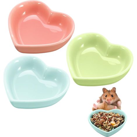 Lot de 3 gamelles en céramique pour hamster, gerbilles, souris, cochons d'Inde