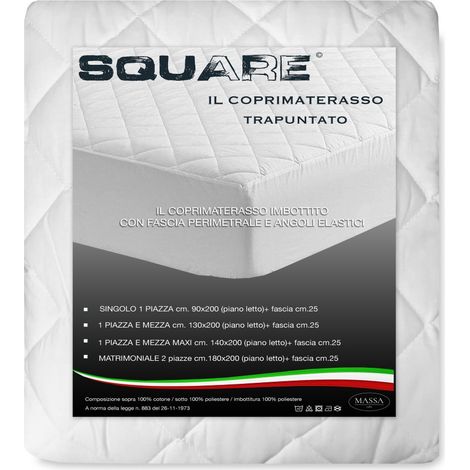 COPRIMATERASSO TRAVERSA TRAPUNTATA CON FASCIA ELASTICIZZATA in puro cotone 1 PIAZZA E MEZZA