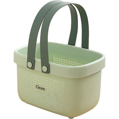 Petit organisateur de douche/baignoire en plastique avec poignée, idéal pour les chambres d'étudiant, les étagères et les placards – pour ranger savon, shampoing, après-shampoing, peignes et brosses.