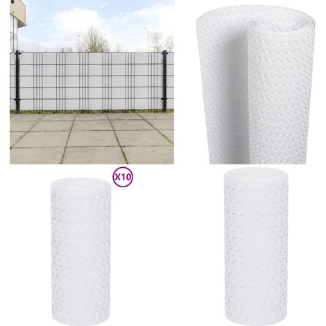 Toldos para balcón 10 uds ratán sintético blanco 255x19 cm - Toldos de ratán - Toldos blancos