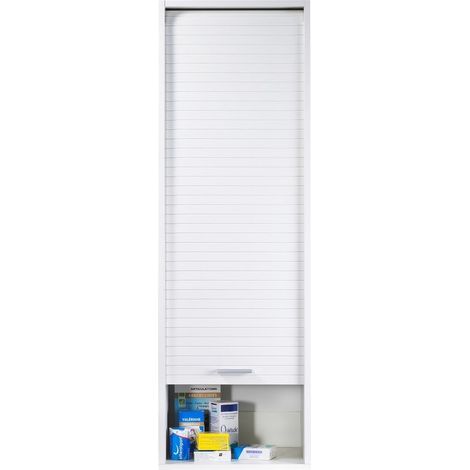 Beaux Meubles Pas Chers – Meuble de cuisine haut blanc 1 rideau coulissant – 4 niches réglables – Dimensions L 40 x H 123.6 x P 35 cm – Éco-conçu, fabriqué en France