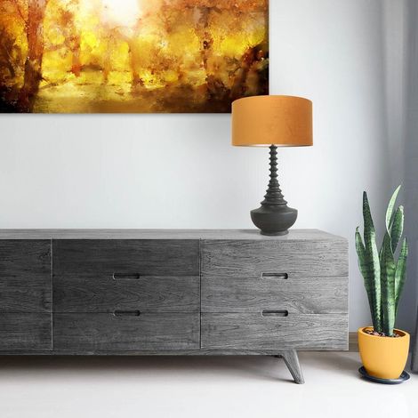 Anne Lighting - tischlampe - Bois - schwarz - holz veloursstoff - (1/5)