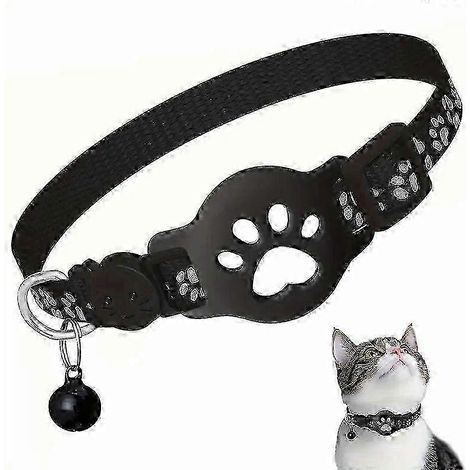 GPS-Tracker für Katzen ohne monatliche Gebühren, kompatibel mit Airtag und Android-Geräten, reflektierendes, wasserdichtes Halsband mit Sicherheitsverschluss Schwarzweiß (1/5)