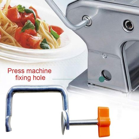 Machine Pâtes Pince de Table Machine Nouilles Poignée Métal d'Outil Fabricant Nouilles,Non Toxique Sûr Durable Fabriqué Uniformément Mince et Épais Adapté Plupart des Machines à Pâtes (Pince fixe) (1/2)