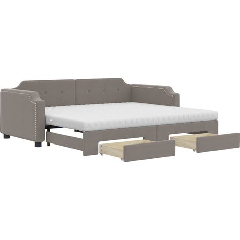 Maison Exclusive - Tagesbett Ausziehbar mit Schubladen Taupe 90x2