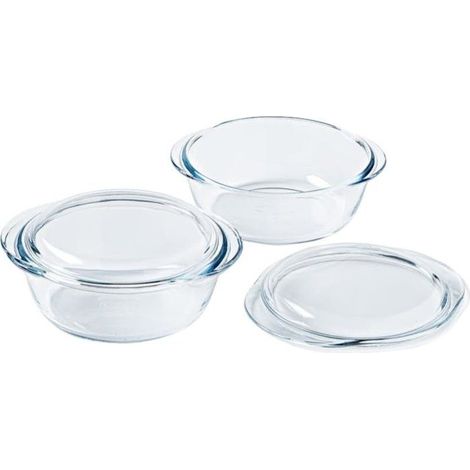 Set di 2 cocotte - PYREX - Vetro - Rotondo - 1 L (1/5)