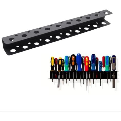40 cm Support Mural Tournevi, Tournevis Étagère Murale, 19 Trous Étagère Murale Porte-Outils, avec Vis et Tubes D'expansion, pour Maison, Atelier, Réparation (1/5)