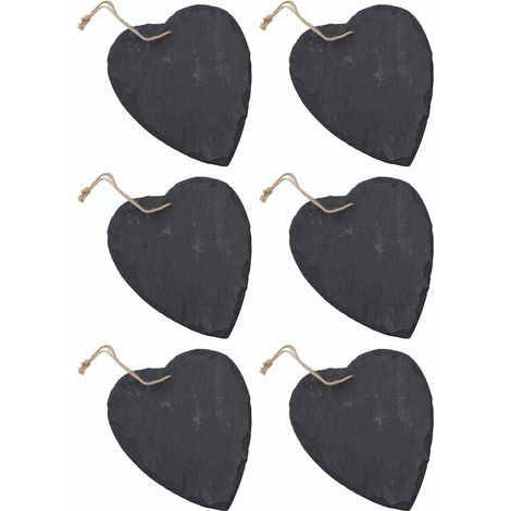 Cœur en ardoise à suspendre avec ruban de jute, décoration tableau noir en ardoise, décoration murale (cœur de 6 ou 12 cm)