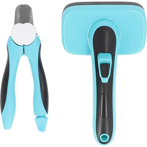 Haustierpflege-Set – Ergonomische, selbstreinigende Bürste, LED-Krallenschere mit Feile, Set für Hunde und Katzen (1/5)