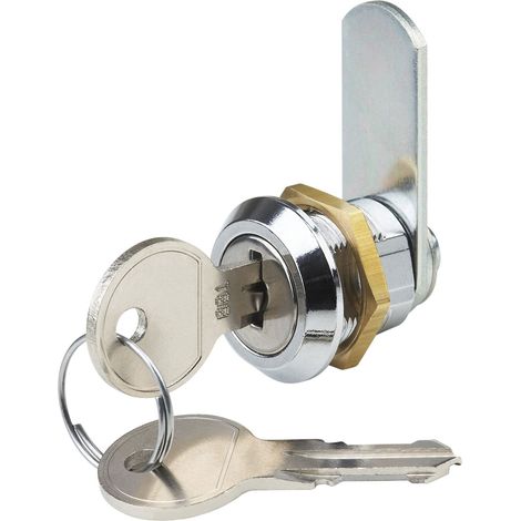 Serrure à levier cylindrique Dimension de perçage 19 mm Distance de verrouillage simultané 180° Métal chromé Livré avec 2 clés (1/4)