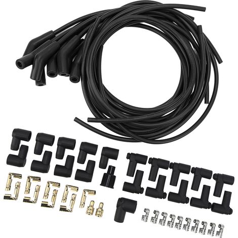 Zündkerzen-Zündkabelsatz (45°/135°) mit Staubschutzkappe, Hochleistungs-8,5-mm-Durchmesser, Ersatz für Chevy, schwarz (1/5)