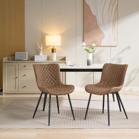 Lot de 2 Chaises de Salle à Manger - Design Mid-Century Modern - Similicuir et Pieds en Métal - Charge Max 150 kg (1/5)