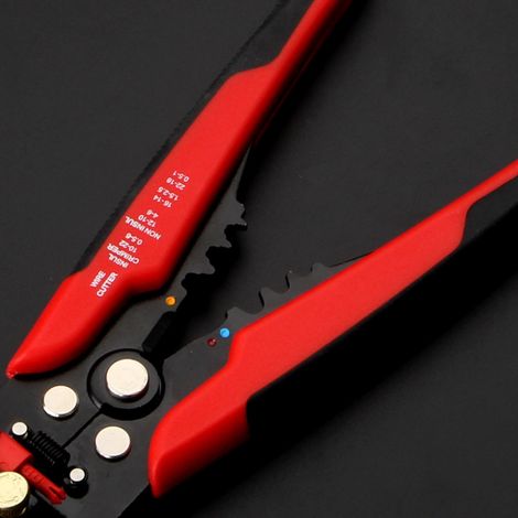 Multifunktionale Abisolierzange aus Stahl und Kunststoff, automatische Crimp-Abisolierzange für Werkstatt und Haushalt, rot (1/3)