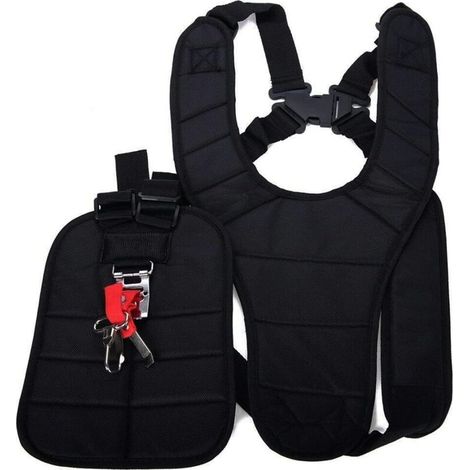 Correa de hombro ajustable para cortacéspedes, cómoda correa doble para transportar cortacéspedes, correa doble para desbrozadoras o herramientas de jardinería. (1/5)