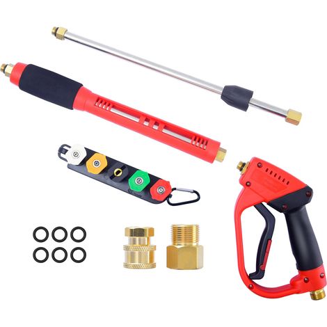 Hochdruckreinigerpistole mit 5 Düsenspitzen, M22-14 mm Auto-Jet-Waschreinigung für Autowäsche, Gartenbewässerung, Fensterreinigung (1/5)