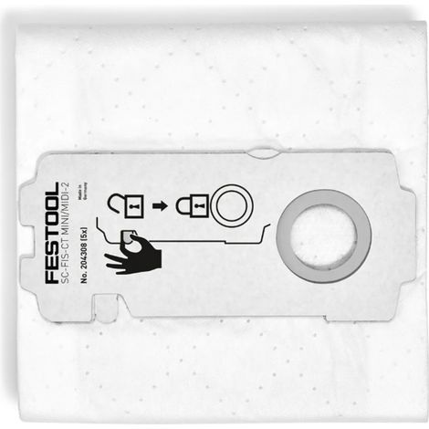 FESTOOL SC-FIS-CT MINI/MIDI (204308) (pack of 5) Selfclean filter bag