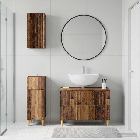 vidaXL 3 Piece Bathroom Cabinet Set ARNHEM Old Wood Engineered Wood (1/5)