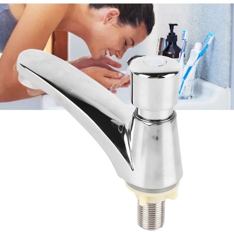 Robinet de lavabo tout cuivre à action retardée avec arrêt automatique pour l'eau froide uniquement (1/5)