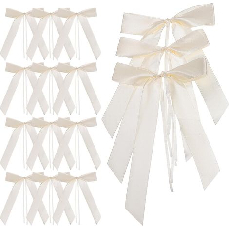 Nœuds en Ruban Beige Réutilisables Lot de 60 en Polyester pour Décoration Voiture de Mariage pour Miroirs et Poignées de Porte, pour Décoration de Salle (1/5)