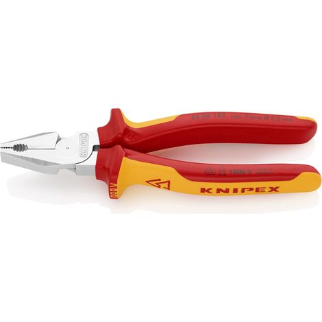 Knipex Pinza Universale Tipo Forte Cromata, Isolati con Manici Rivestiti in Materiale Bicomponente, Collaudati Vde 180 Mm 02 06 180 (1/5)