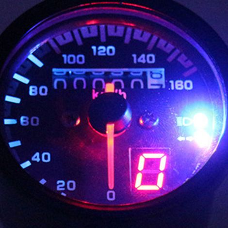 Compteur kilométrique LED pour moto avec indicateur de rapport engagé, connexion 12 V à la moto (aucune batterie requise, aucun échantillon disponible, en cours de développement) (Exclusivité Mexique) (1/5)