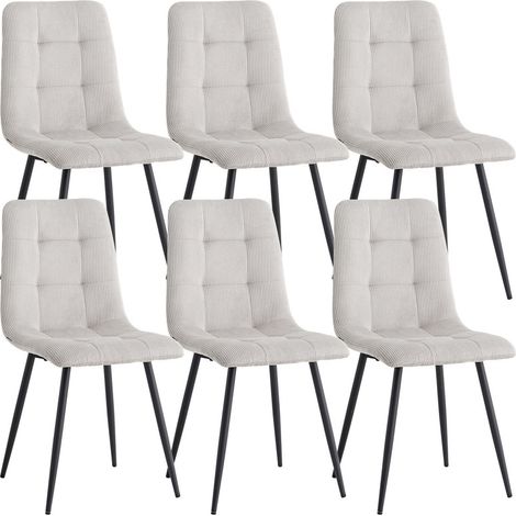 Wokaka Pack 6 sillas - Silla de comedor - Silla de terciopelo acanalado - Estilo vintage - Gris (1/5)