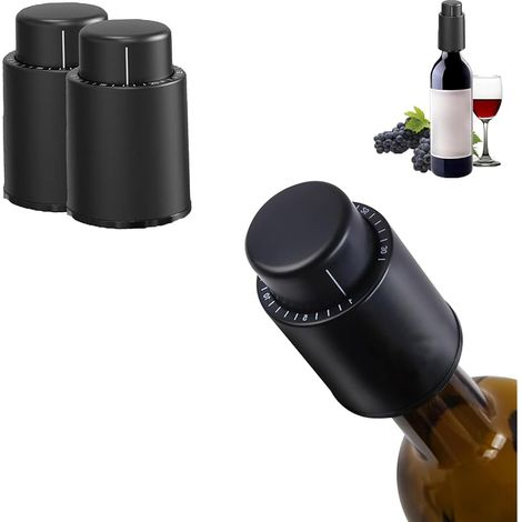 2 Pièces Bouchon de Bouteille Vin Sous, Pompe à Vide à Vin, RéUtilisable Bouchon Vin, Avec éChelle de Temps, Adapté Au Stockage Et à la Conservation Du Vin (1/5)