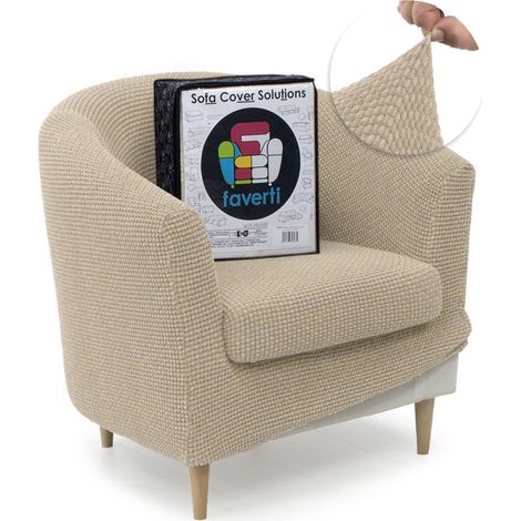 Housse Super élastique pour Fauteuil Club avec Housse de siège, Compatible avec Les fauteuils TULLSTA et BAKLA Modèle NOVELE Beige Tissu Jacquard Toucher Coton (1/5)
