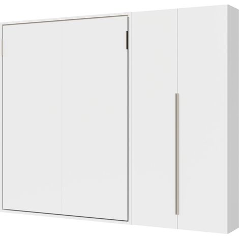 Lit double escamotable vertical Versia 160 avec armoire 2 portes droite en Blanc