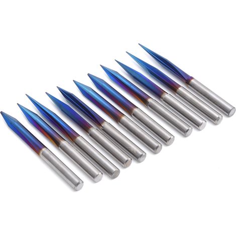 11 gerade V-Nut-Gravierbohrer mit 2 Schneiden, 4 mm (0,2 Zoll) Durchmesser, aus Wolframstahl, hochglanzpoliert, vielseitig einsetzbar (1/5)