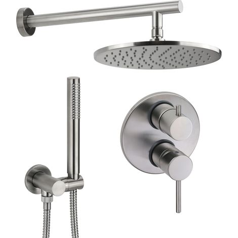 Kit doccia completo colore PVD Nichel Antico con miscelatore doccia incasso a 2 vie Paini Cox 78PW433D PVD Nichel Antico