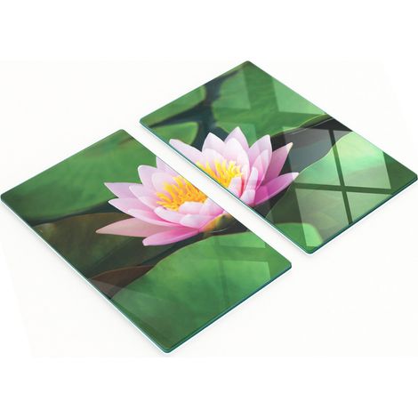 Tableros decorativos multifuncionales de vidrio templado con dise帽o de flor de loto, 2x30x52 cm.