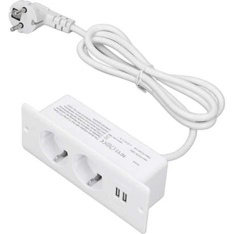Prise Encastrable Avec USB Double Ports AC Charge Rapide 2A pour Bureau Plan de Travail Table (1/5)