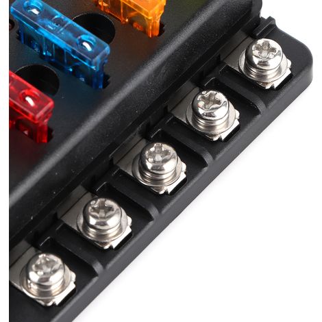 Geeignet für Anwendungen im Automobil-, Schiffs- und Seeverkehr. Zehnpoliger Sicherungskasten mit Schraubmutter und LED-Anzeige. (1/5)
