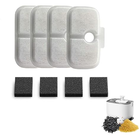 Filtre Fontaine Eau Chat, Filtres de Rechange pour Fontaine à Chat avec éponges Pré filtrantes,  Filtres à Charbon et Eponges de Préfiltration