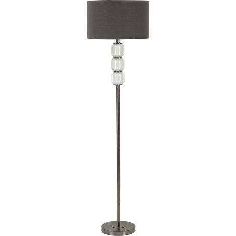 Dmora - Stehlampe Bistrita, Bodenlicht, Lampe, Stehleuchte, 43x43 h163 cm, Weiß und Grau