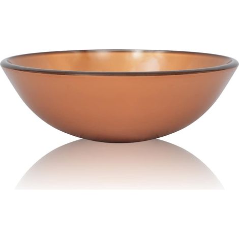 Basin Tempered Glass 42 cm Brown vidaXL
