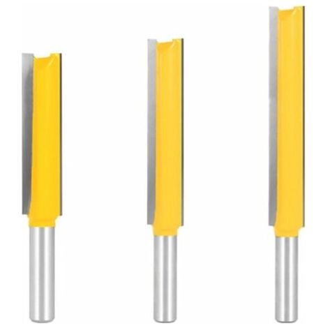 3Pcs 8mm Queue Fraises de Fraisage extra longues, Fraise Bois Fraise Extra-longue Fraise droite bout 8mm x 1/2quot x 50mm, 8mmx 1/2quot x 63mm, 8mmx 1/2quot x 76mm (1/5)