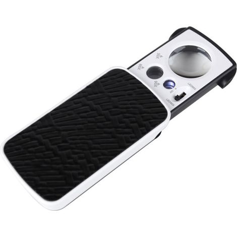 Lntyq Loupe de poche éclairée à LED - Loupe 30X 60X 90X - Loupe de lecture éclairée pour personnes âgées - Loupe de poche pliable noire pour bijoux, pièces de monnaie, diamants et timbres