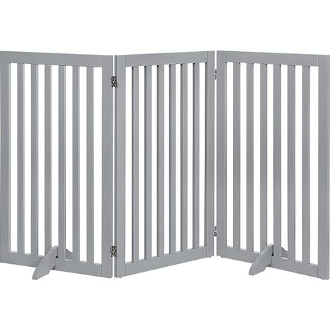 Dog Barrier, Folding Safety Barrier for Pets, 91H cm 3 Panels, Light Grey (1/5)