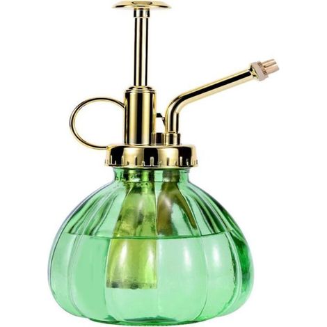 Bardusch-Vaporisateur de plantes en verre, vaporisateur d'eau en verre vert de 6,5 pouces avec pompe supérieure dorée,petit arrosoir,vert+or (1/4)