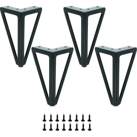 Set of 4 Black Metal Table Legs - Interchangeable Furniture Legs - for Coffee Table/TV/Sofa/Bed and Other Furniture Legs - with screws.(15cm) (1/5)