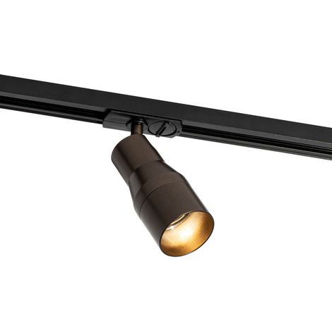 QAZQA iconic kohua - Système de rail spot luminaire plafond, plafonnier compatible pour led - 1 lumière - L 6 cm - Bronze - Moderne - éclairage intérieur - Salon I Chambre I Cuisine I Salle à manger