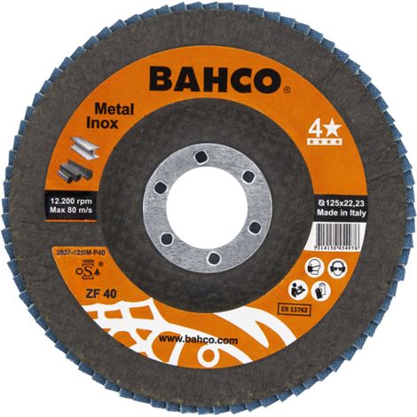 Bahco Fächerschleifscheibe für Edelstahl & Stahl 125 x P40 x 22.23mm (1/3)