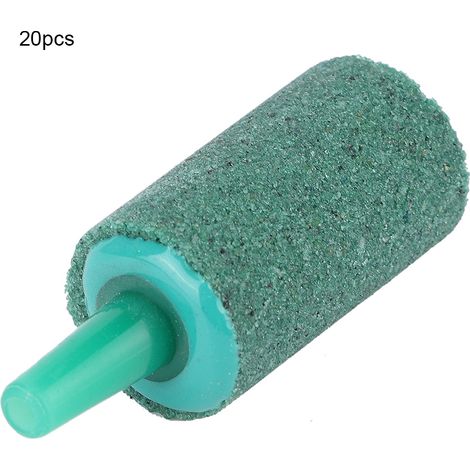 Lot de 20 pierres à bulles d'air cylindriques en grès vert pour aquarium, accessoire pour pompe à oxygène et aquarium. (1/5)