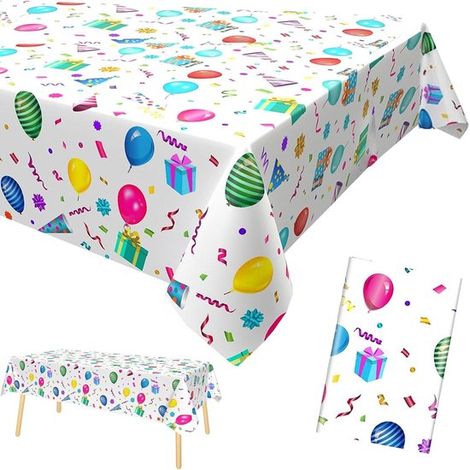 Nuovo e popolare modello di runner da tavola "Happy Birthday", 137 x 274 cm, tovaglia per feste, compleanno per bambini, decorazione per la tavola per bambine e bambini, 2 pezzi (1/5)